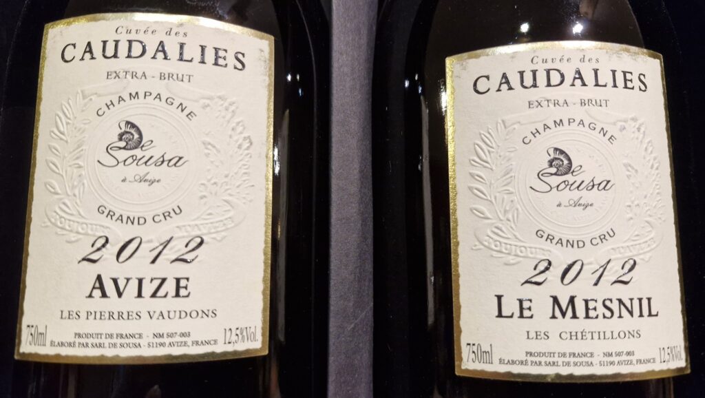 Frontetikett der beiden, zum Cuvée des Caudalies gehörenden Champagner aus dem Hause da Sousa