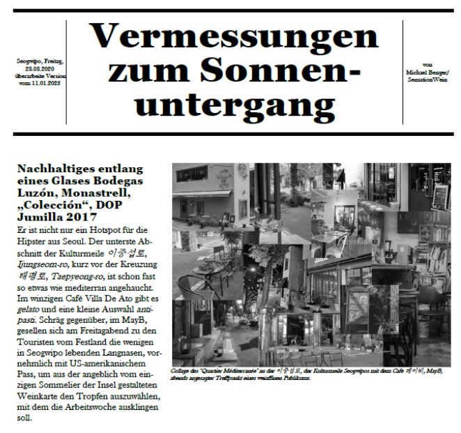 Ausschnitt aus dem Text "Vermessungen zum Sonnenuntergang"